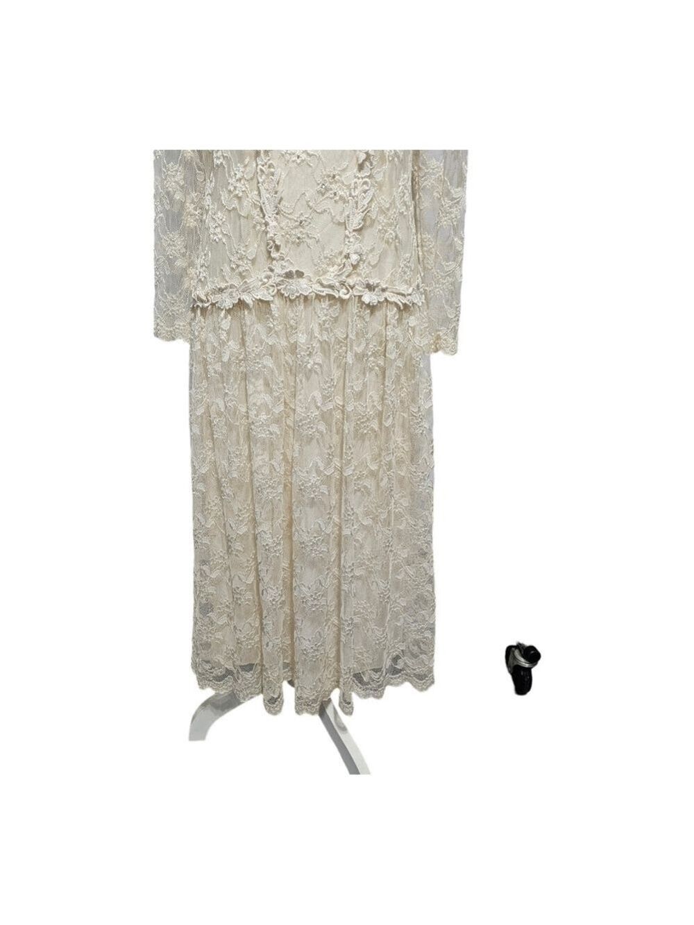 Vintage Victorian Wedding Dress READ Floral Lace Theater Cottage Bohemian - Picture 6 of 12